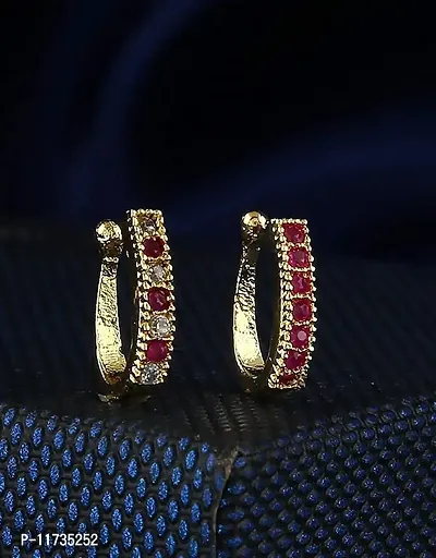 Buy MEENAZ Traditional American diamond Jewellery Sania Mirza Clip on  Pressing Type Without Piercing Gold Ruby Silver AD CZ Nath Nose Ring Press  pin Stud for Women Girls Wedding design- NATH COMBO -