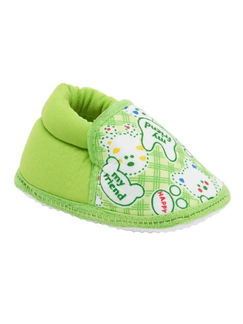 Cat Printed Lime Green Baby Shoes for 