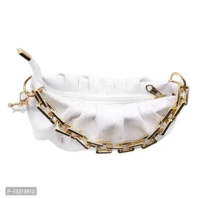 Women's Cloud Bag with chain Trendy Fashion Shoulder Bag Chain Handle  Crossbody Bag for Girls Golden