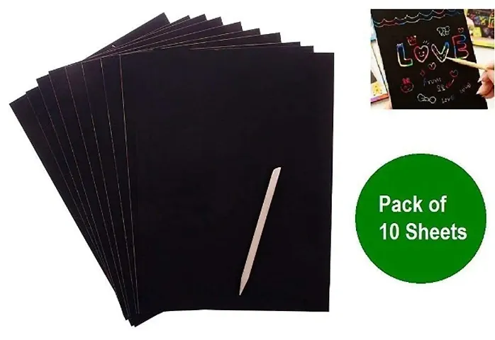 Colorful Scratch Drawing Papers, 10 Sheets  1 Scratch Tool A4 Size