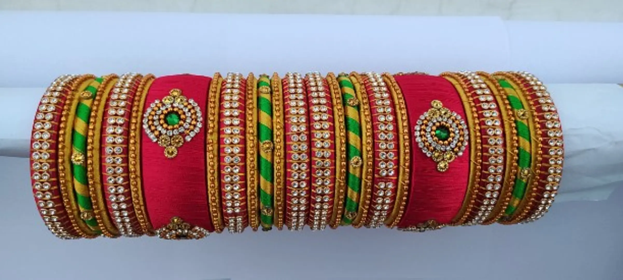 Hand Made Silk Thread Bangle Set For Women/Girls Red 