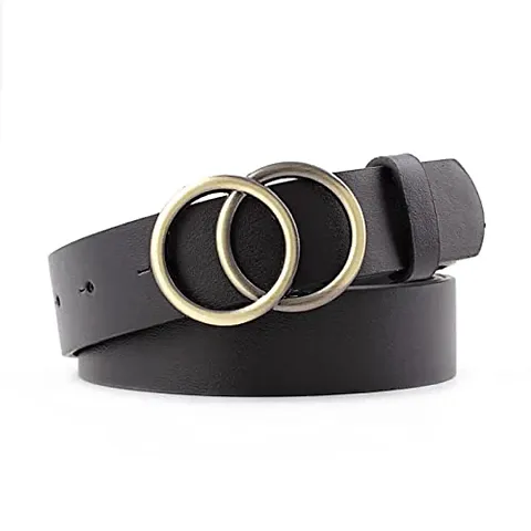 SYGA Women's PU Leather Belt Double O Ring Waist Belt (Pack of 1)