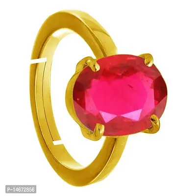 Pink Round Natural Ruby(Manik) Gemstone Gold Plated Finger Ring, Size: 5.5,  6gm at Rs 15950 in Delhi