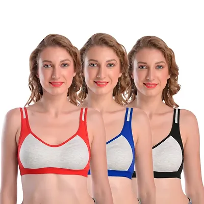 Women Premium Stylish Sport Bras MultiColor Pack of 3