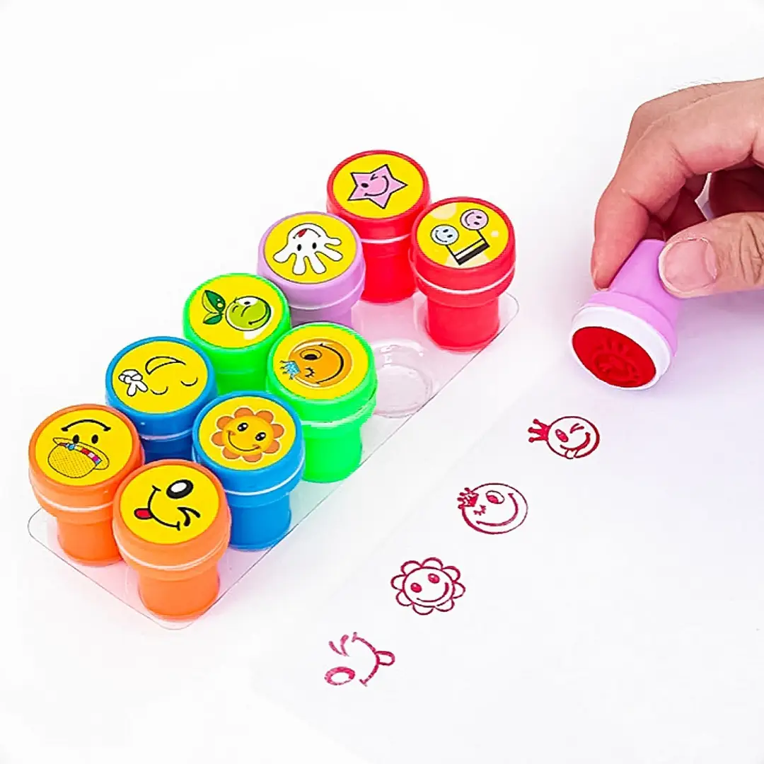 Buy Emoji Stamp with Smile Design Face Stamp Toy for Kids Pack of 10 ...