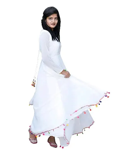 raabta white pom pom maxi dress