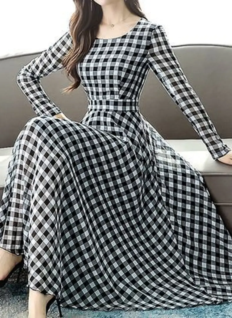 Buy Black and White Maxi Dressplus Size Dresschecked Oversize Online in  India  Etsy