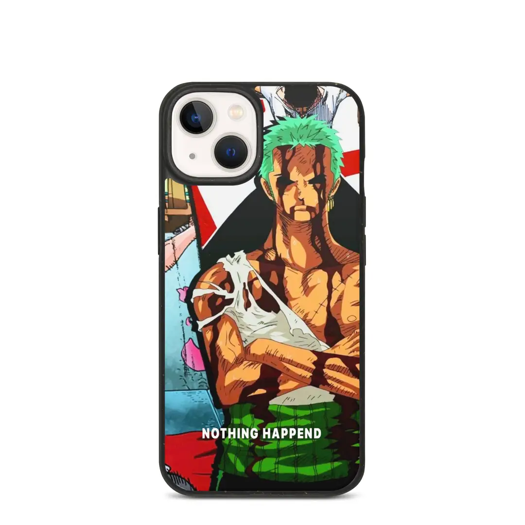 fcbysree One Piece Zoro Themed Anime Manga Graphic Straw Hat Roronoa Zoro  aka Pirate Hunter Nothing Happend Design Case for Apple iPhone Supports  Wireless Charging