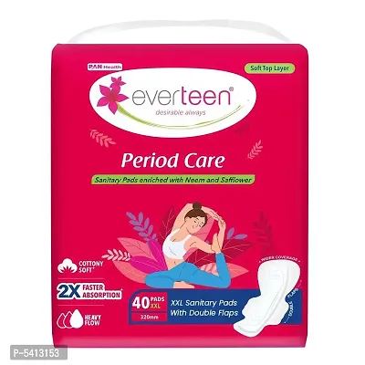 Everteen Xxl Sanitary Napkin Pads With Cottony Soft Top Layer For Women Enriched With Neem And Safflower 1 Pack 40 Pads 320Mm Sanitary Needs Pads-thumb0