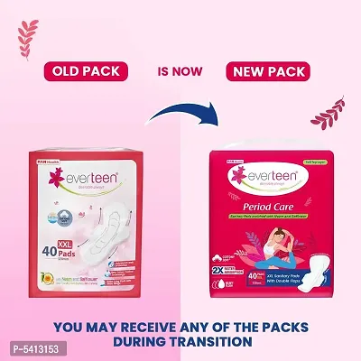 Everteen Xxl Sanitary Napkin Pads With Cottony Soft Top Layer For Women Enriched With Neem And Safflower 1 Pack 40 Pads 320Mm Sanitary Needs Pads-thumb2