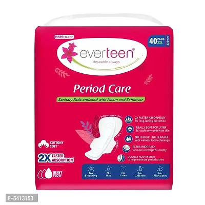 Everteen Xxl Sanitary Napkin Pads With Cottony Soft Top Layer For Women Enriched With Neem And Safflower 1 Pack 40 Pads 320Mm Sanitary Needs Pads-thumb5