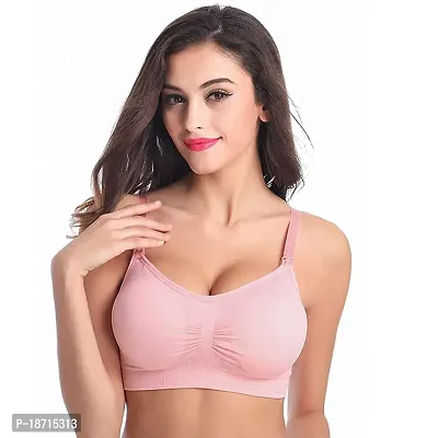 Buy Women's Lightly Padded Fabric: 90% Nylon + 10% Spandex Mother  Feeding/Nursing Bra, with Removable Pads Size S M L XL (L, Pink) Online In  India At Discounted Prices