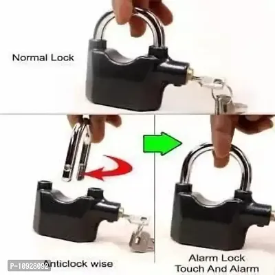 JGG Jain Gift Gallery Metal Anti Theft Burglar Pad Security Alarm Lock Lock  (Black)-thumb0