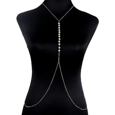 Party Fancy Multi Pearls Layered Body Chain Harness