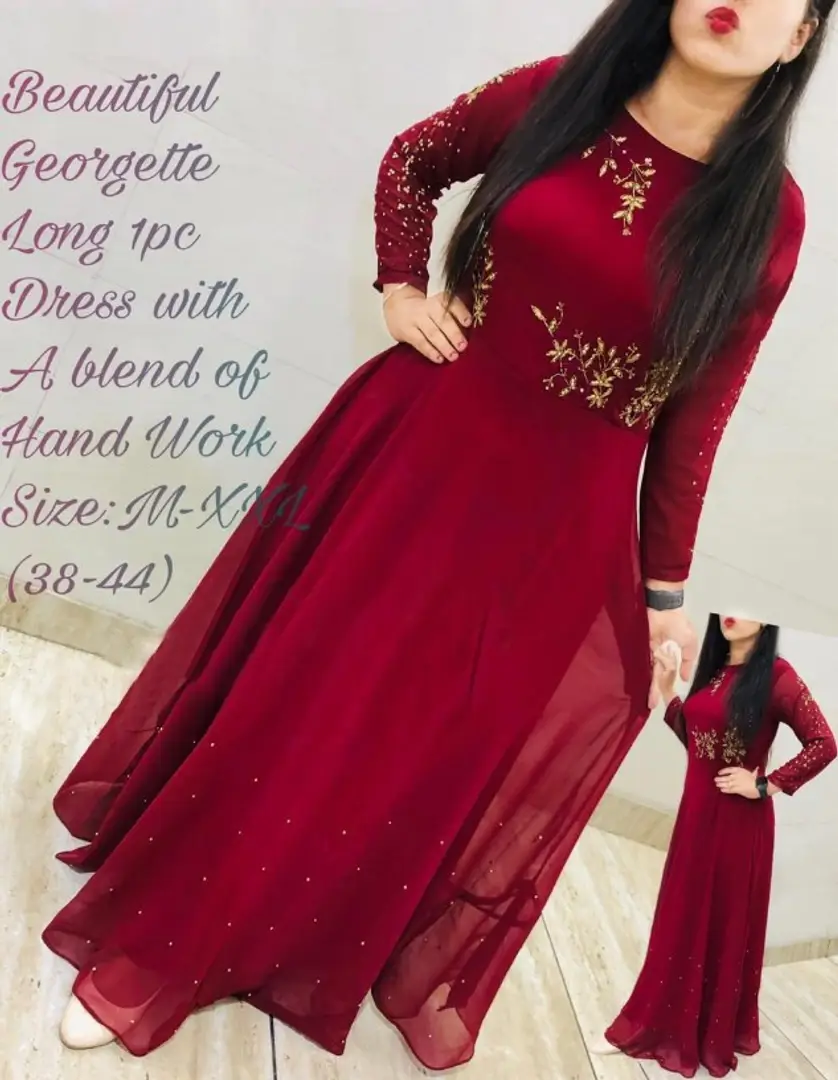 Stylish Fancy Georgette With Embroidery Work With Lock Moti Gown For Women