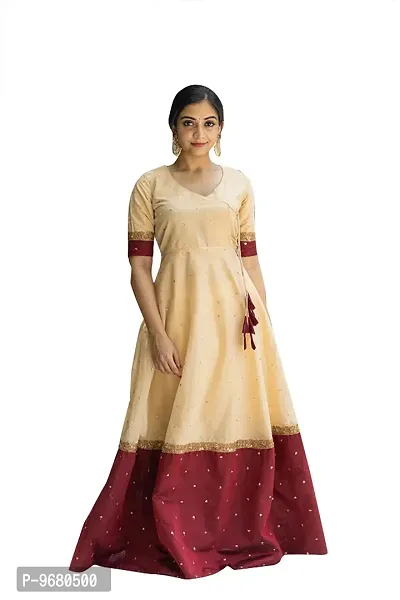 Navyaa Silk blend Bollywood Gown, Traditional dress, Beautiful Ethnic Set  for women, Indian Festive wear Gown for Women, Latest design gown, Royal  green gown