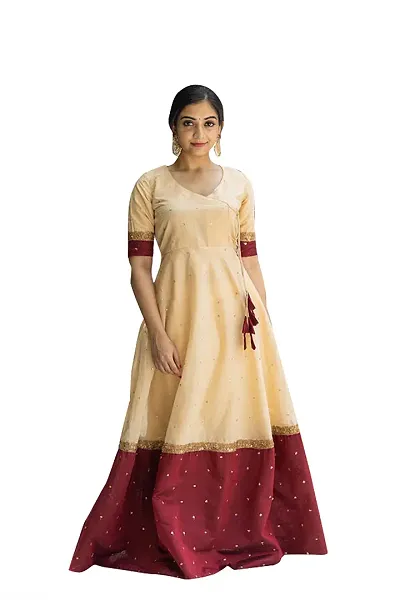 Mohtarma Women's Georgette Gown Model One Piece Maxi Long Dress Traditional  Full Length Sungudi Anarkali Long Frock for Women Readymade (XX-Large) :  : Fashion