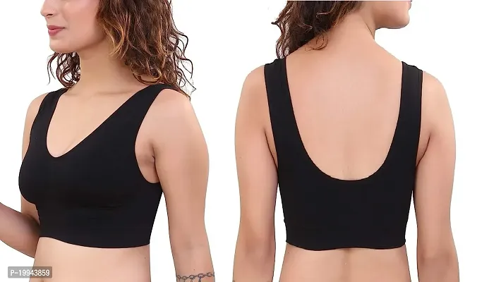 Buy Vaishnavii Sports Bra for Women Girls, Cotton Non Padded Full Coverage  Beginners Non - Wired T -Shirt Gym Workout Black Bra With Regular Broad  Strap Training Bra for Teenager Kids (Pack