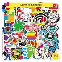 100 Random No-Duplicate Adhesive Vinyl Stickers Pack for Fashion Labels, Art, Laptop, MacBook, Car, Skate Board, Luggage [100 Waterproof Vinyl Stickers - Style B]-thumb2