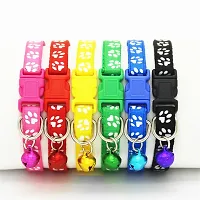 1 Piece random Cat Collars - Paw Print Design, with Bell, Adjustable Strap, and Safety Release Buckle [option now choose your favourite color text msg]-thumb1
