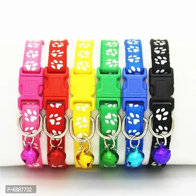 1 Piece random Cat Collars - Paw Print Design, with Bell, Adjustable Strap, and Safety Release Buckle [option now choose your favourite color text msg]-thumb2