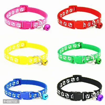 1 Piece random Cat Collars - Paw Print Design, with Bell, Adjustable Strap, and Safety Release Buckle [option now choose your favourite color text msg]-thumb3