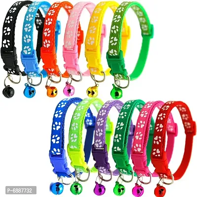 1 Piece random Cat Collars - Paw Print Design, with Bell, Adjustable Strap, and Safety Release Buckle [option now choose your favourite color text msg]-thumb5