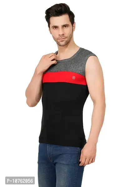 Men's Premium Sleeveless Modern Cotton Gym Vest Round Neck Slim Fit for All Season 1018 (Pack of 1)-thumb0