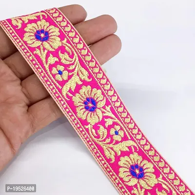 Buy Lami 9 Meter Pink Flower design Banarasi border lace, designer