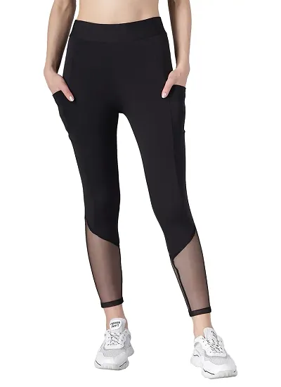 Geifa Women's High Waisted Leggings Yoga Pants Tummy Control Free Size (28  Till 34) (Black Colour)