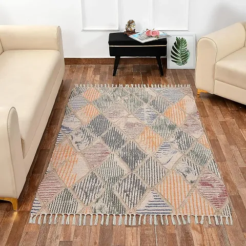 Chindi Handmade Printed Modern Dhurrie/Rugs/Carpet for Living Room
