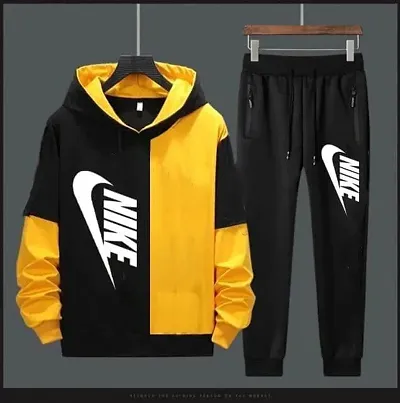 Men Black Yellow Nike Tracksuit