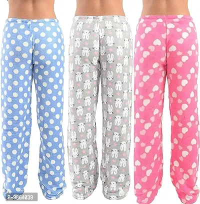 Buy Shreeji Pack of 3 Winter Woolen Soft Fleece Without Pockets Plus Size  Pajamas for Women/Girl and Ladies (Assorted) Online In India At Discounted  Prices