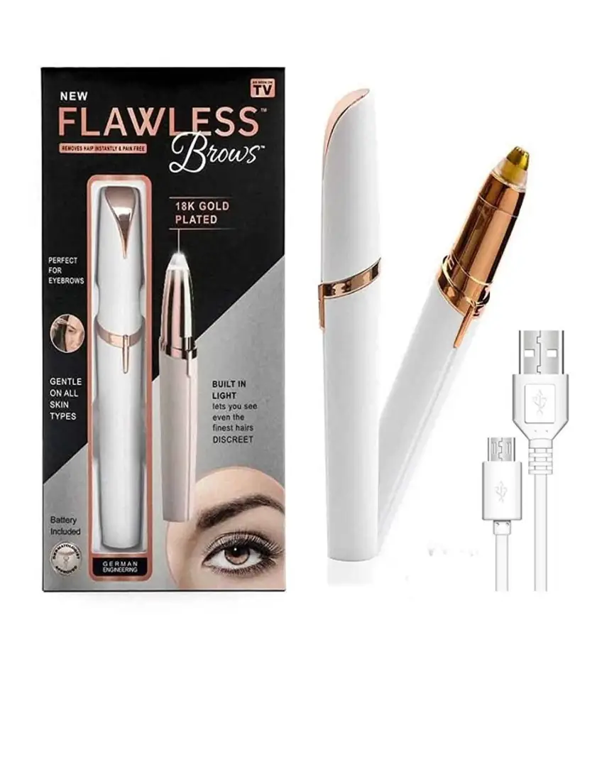 Flawless Brows USB Rechargeable Painless Electric Eyebrow Trimmer Facial Hair  Remover Hair Remover Trimmers With Led Light1