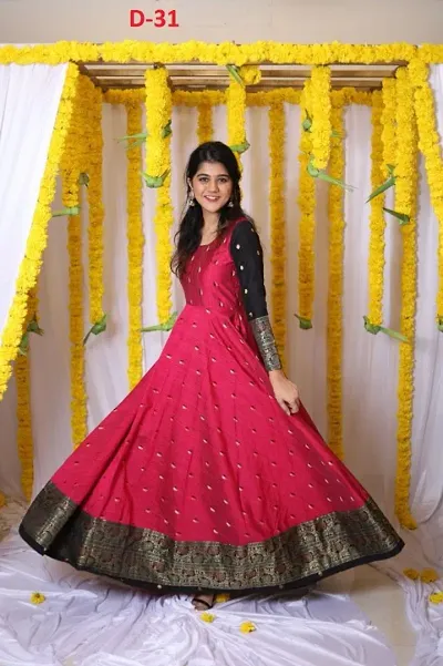 Taffeta silk embroidered gown cheap
