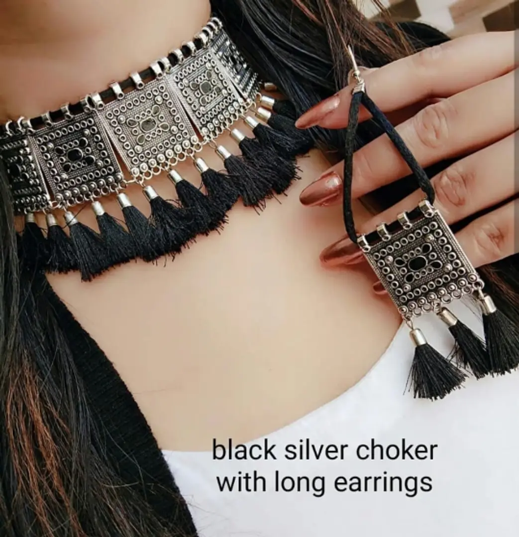 silver colour choker set