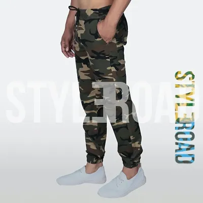 Styleroad Khaki Cotton Camouflage Printed Jogger Pant For Men