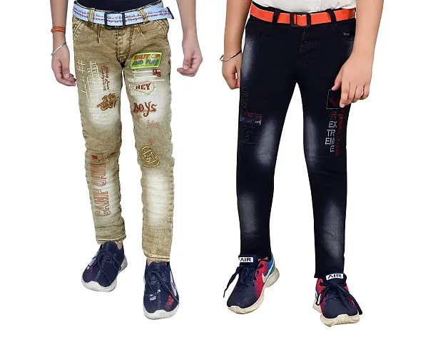 Stylish Denim Regular Fit Jeans for Boys Pack of 2