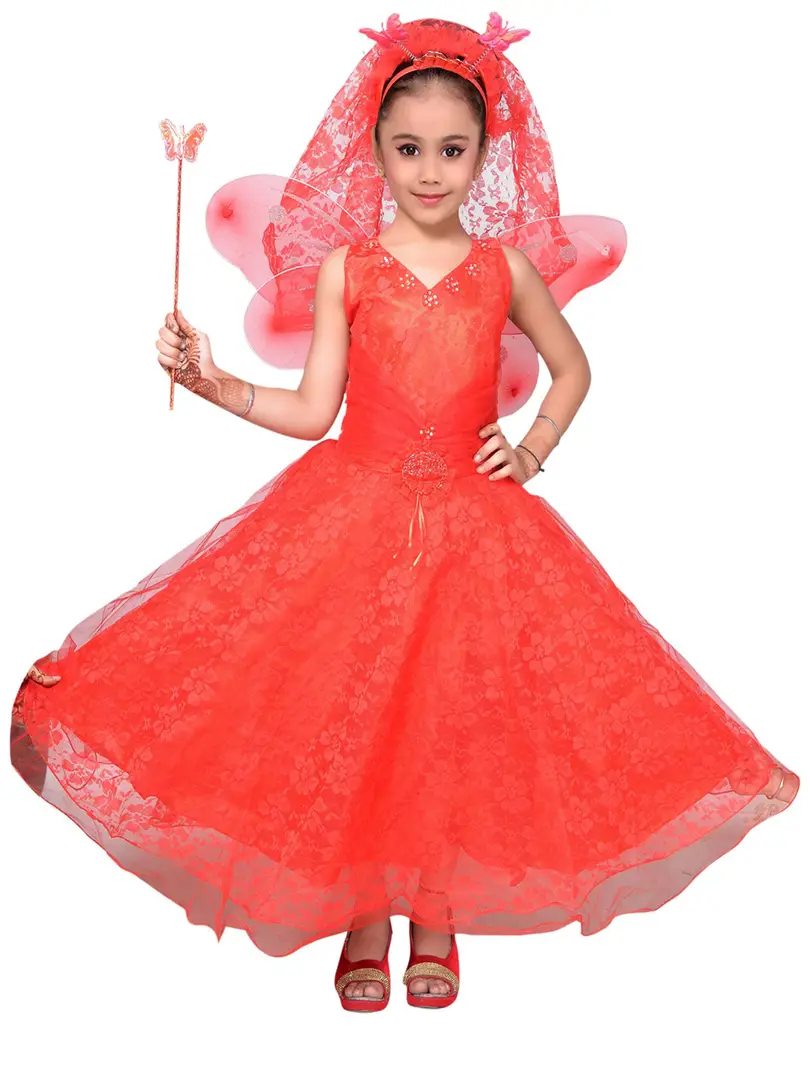 Buy Wish Little Girls Green Polyester Stars Round Neck A-Line Bubble Pari  Dress Frock - 7-8 Y Online at Best Prices in India - JioMart.