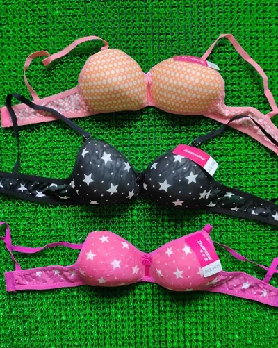 Women Imported Printed Padded Bra Pack Of 3