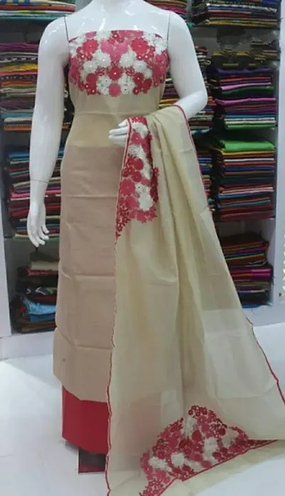 Supernet aari work dress material 2025