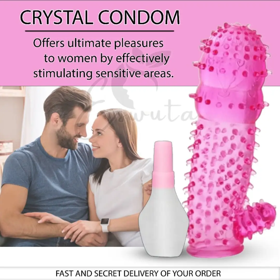 Crystal condom with extra dotted, ribbed for long durability and provides  enhanced sexual performance washable reusable fast and secret delivery