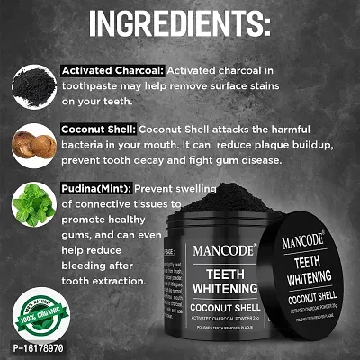 Mancode Activated Charcoal Teeth Whitening Powder - 25 GM | Whitens Teeth Prevent Bad Breadth | For Tobacco, Tartar, Gutkha and Yellow Teeth Stain Removal | Suitable For Sensitive Teeth | Fresh Breath-thumb3