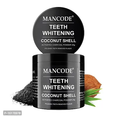 Mancode Activated Charcoal Teeth Whitening Powder - 25 GM | Whitens Teeth Prevent Bad Breadth | For Tobacco, Tartar, Gutkha and Yellow Teeth Stain Removal | Suitable For Sensitive Teeth | Fresh Breath-thumb0