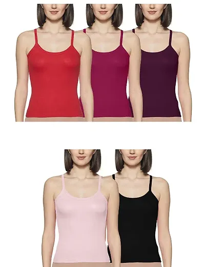 Comfy Solid Regular wear Camisole Combo of 5