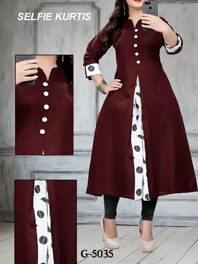 Maroon Cotton Solid Kurtas For Women