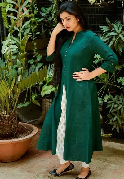 Women Self Design Cotton A-line Kurta