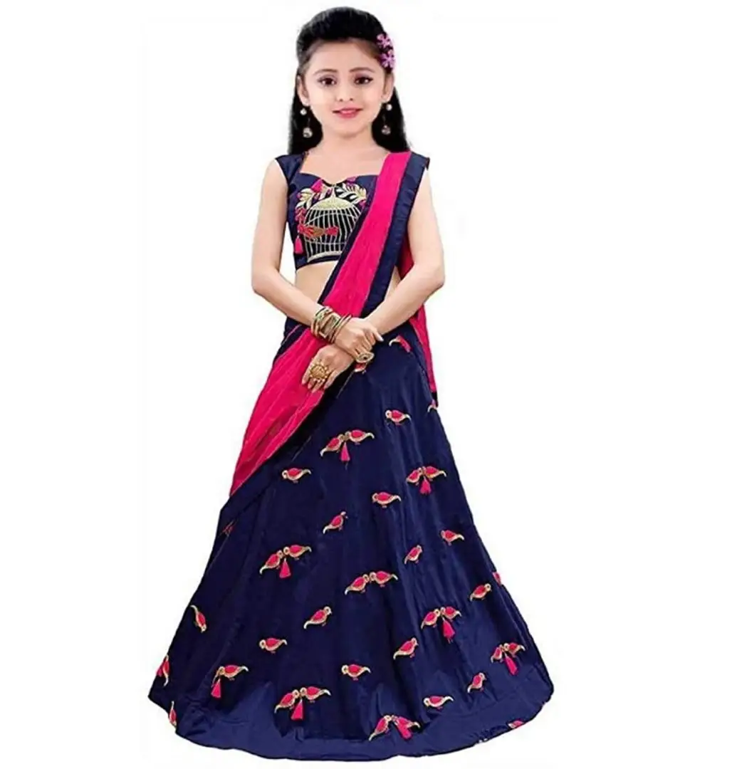 Buy Fashion Dream Girls Dark Pink Floral Printed Velvet Lehenga Choli Set  Online at Best Prices in India - JioMart.