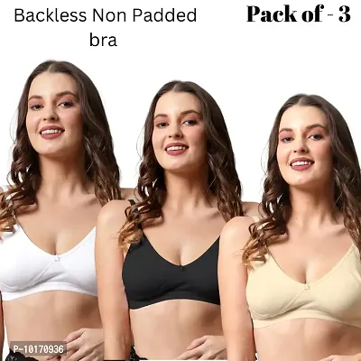 Buy Be-Wild Full Coverage Non Padded Backless Transparent Strap Bra for  Women and Girls/Ladies/Black/Cotton/Casual/t-Shirts/Everyday/Regular/Bras  (Pack of - 3) (C, White : Black : Skin, 40) Online In India At Discounted  Prices