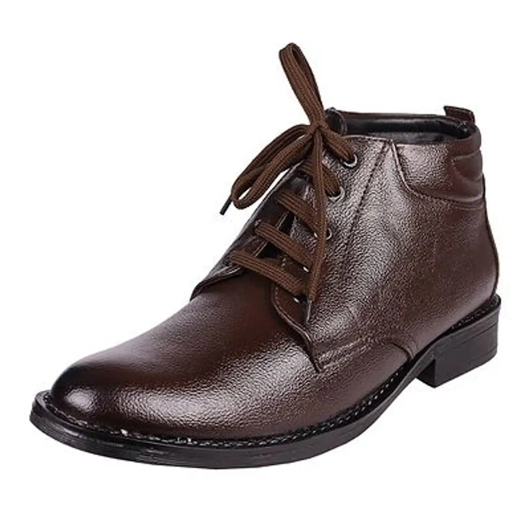 Faux Leather Men's Formal Brown Lace Up 